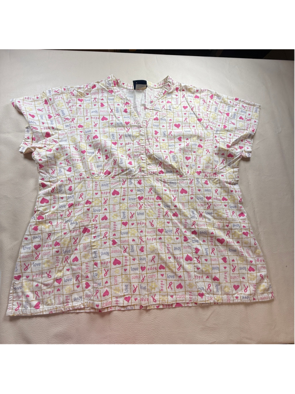 Sanibel Scrubs Breast Cancer Awareness Pink Ribbon Hope Love Cure Scrub Top 24 P